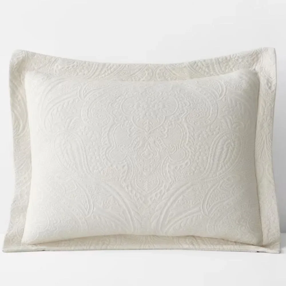 The Company Store King Matelasse Shams NWT Ivory Hillcrest 100% Cotton